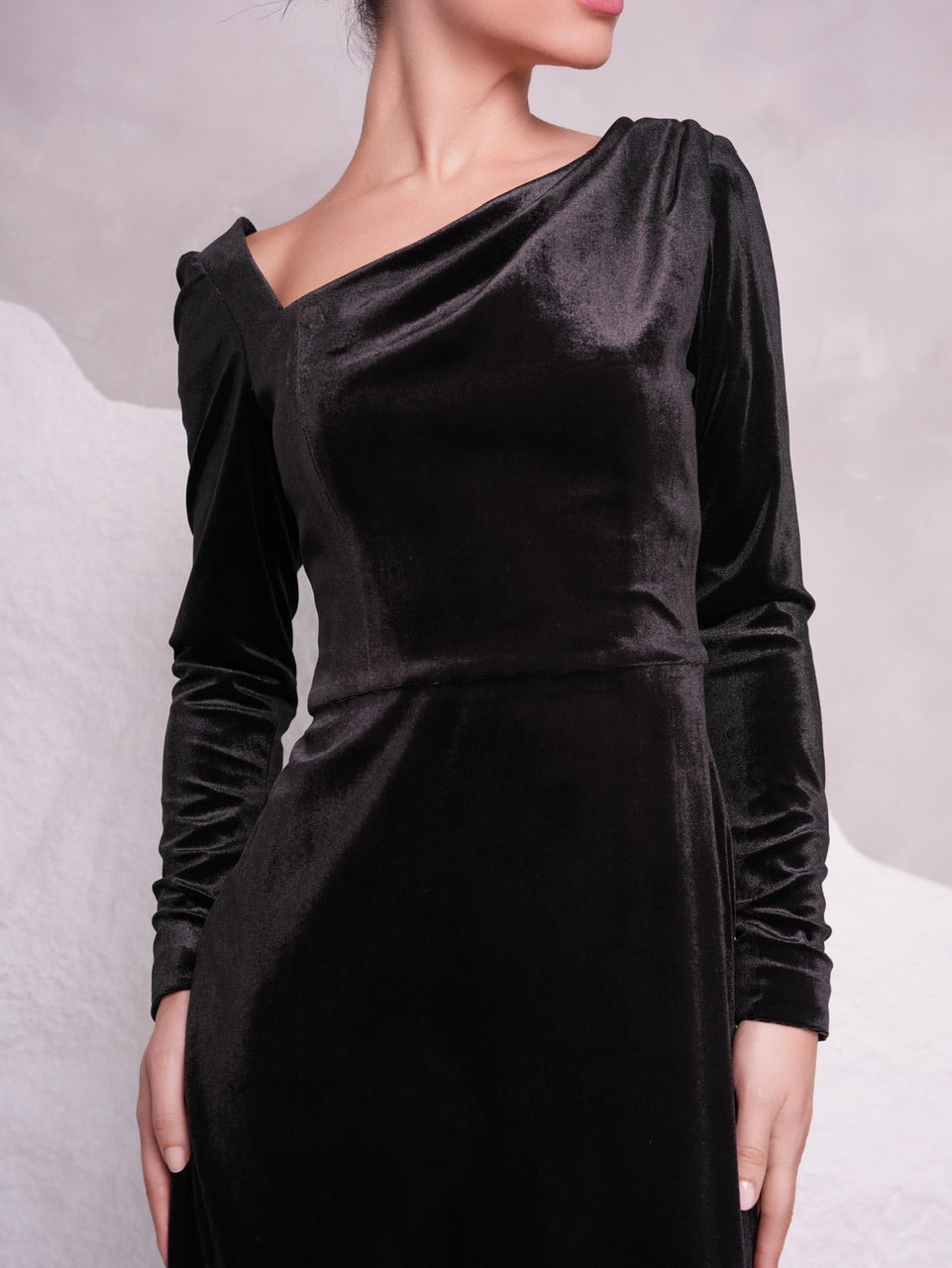 DRAPED VELVET DRESS